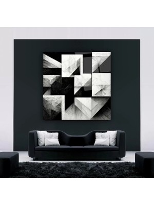 Marsilyan- Siyah Beyaz Sanatsal Cam Tablo