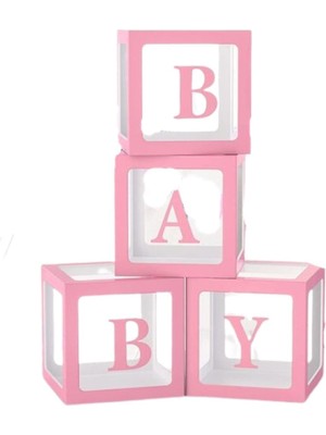 Cugy Şeffaf Kutu 4 Lü Baby Yazılı Kutu 4 Renk Seçenekli