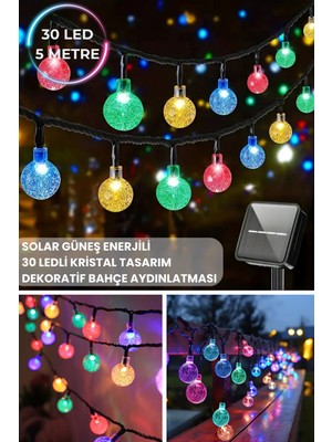 Technojet 30 Top Ledli Solar Kristal Bahçe Dekorasyon Aydınlatma Güneş Enerjili RGB Çok Renkli Işık