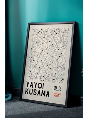 Artiera Doğal Ahşap Çerçeveli Kusama Noktalar Japandi Tablo