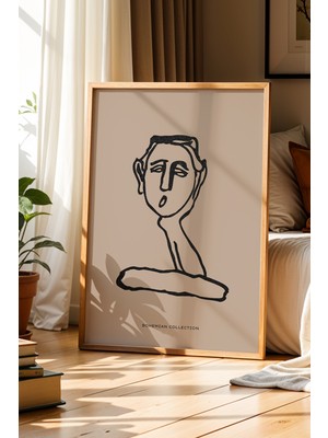 Artiera Duygular -  Minimalist Portre Ahşap Çerçeveli Duvar Tablosu