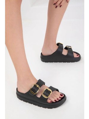 Yazlık Kadın Çift Tokalı Hafif Eva Terlik