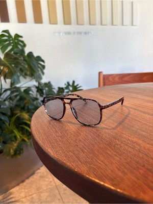 Mavi Camlı Nantes Leopar Desenli Unisex Ince Çift Köprülü Güneş Gözlüğü