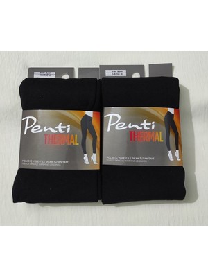 Penti Kadın Termal Tayt Siyah Renk 2'li Set Polar İç Yüzey ile Sıcak Tutan