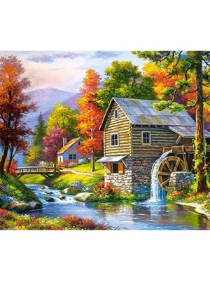 Kanvas Yayla Evi Sayılarla Boyama Seti Rulo