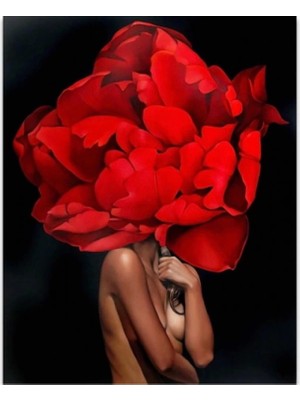 Kanvas Çiçek Kadın 8 Renkli Sayılarla Boyama Seti Rulo