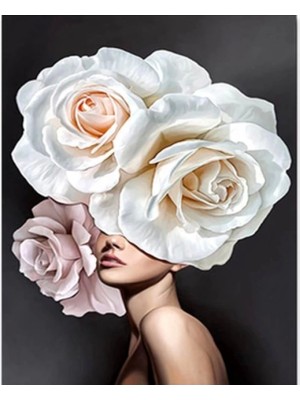 Kanvas Çiçek Kadın 7 Renkli Sayılarla Boyama Seti Rulo