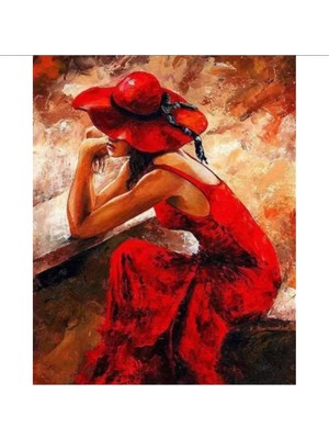 Marsilyan- Kanvas Kırmızı Düşünce Sayılarla Boyama Seti  Rulo