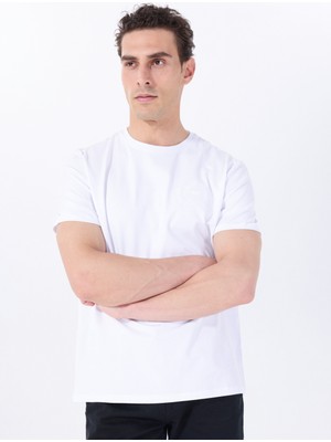 Mustang Bisiklet Yaka Baskılı Beyaz Erkek T-Shirt M5SM-TST1286