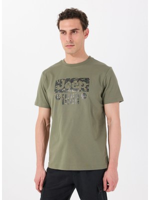 Jeep Haki Erkek Relaxed Baskılı T-Shirt J5SM-TST7309