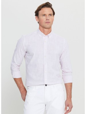 Altınyıldız Classics Slim Fit Düğmeli Yaka Pembe Erkek Gömlek ACE020252168_PMB