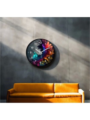 Dekoratif 3D Baskı Geometrik Desen Yuvarlak Duvar Saati -78