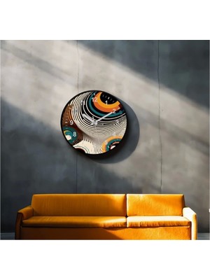 Dekoratif 3D Baskı Geometrik Desen Yuvarlak Duvar Saati -119