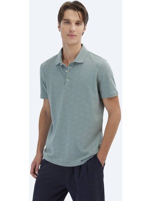 Kip Haki Desenli Polo Yaka Pamuk Karışımlı T-Shirt