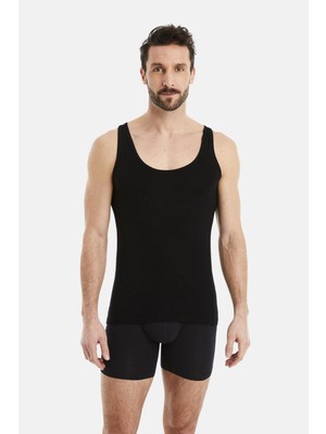 Erkek Siyah Askılı %100 Pamuklu Atlet