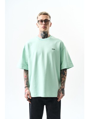 Respire Erkek Respire Yazı Detaylı Oversize T-Shirt Su Yeşili