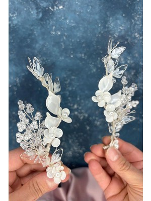 Hena Sedef Reçine 2 Li Saç ve Türban Gelin Aksesuarı