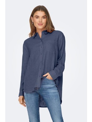 Only Onltokyo Lıfe L/s Lın Bl Shırt Pnt Noos Koyu Mavi