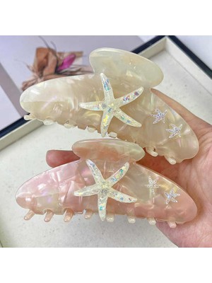 Deniz Yıldızı Desenli Kemik Asetat Yüksek Kalite Toka - Beyaz