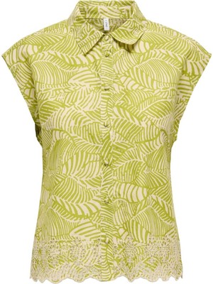 Only Onllou Lıfe Emb S/s Shırt Ptm Açık Yeşil