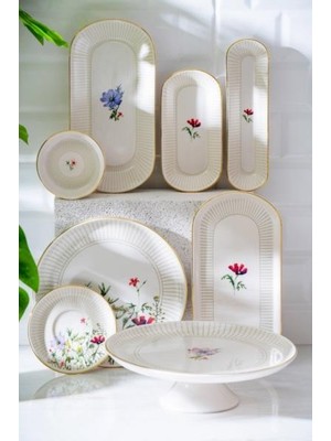 Acar Camellia 53 Parça Kahvaltı Takımı 6 Kişilik Renkli Desenli Seramik Set SR-07792