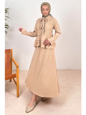 İlkimay.com Nesla Tunik Etek Ikili Takım 1418 - Bej