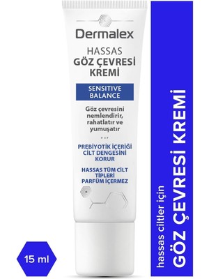 Dermalex Göz Çevresi Bakım Kremi 15 ml Hassas Ciltler İçin Gün Boyu Tazelik Sağlar