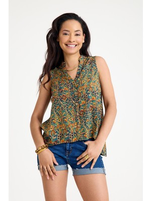 Gömlek Yaka Asimetrik Kesim Yazlık Bluz