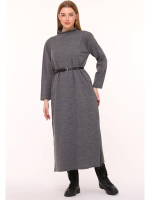 23311 Triko Sosis Yaka Basic Elbise Antrasit