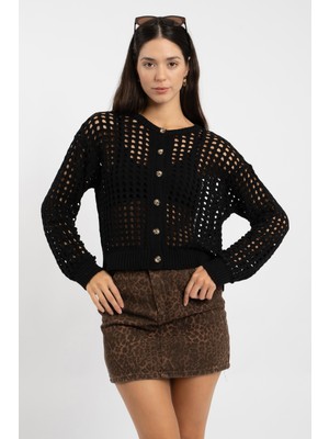 Rtd&vld Kadın Vita 187 Ajur Triko Hırka Siyah