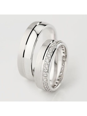 Erkek 925 Ayar 6 mm Genişliğinde Mat Parlak Gümüş Alyans