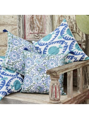 Karaca Home Andora Desenli Kırlent 45 x 45  cm  Mavi