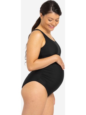 Decathlon Nabaiji Kadın Siyah U Kesim Sırt Detaylı Hamile Mayosu - Nora Modeli ile Şık Tasarım