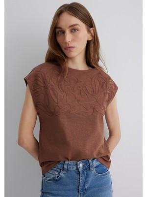 Mavi Kahverengi Basic Tişört 1613140-90437