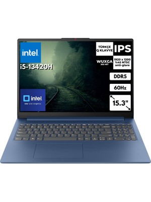 Lenovo Ideapad 3 I5-13420H 8-Gbddr5 512 GB SSD 15.3" Wuxga Freedos Notebook 83K10062TR-V Bt1