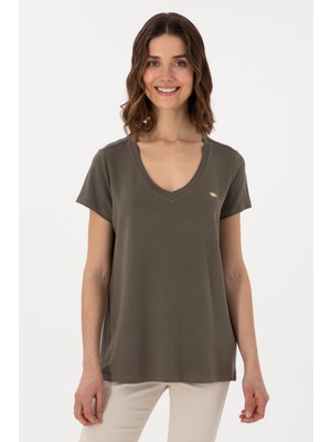 U.S. Polo Assn. Kadın Vizon Basic Tişört 50300829-VR052