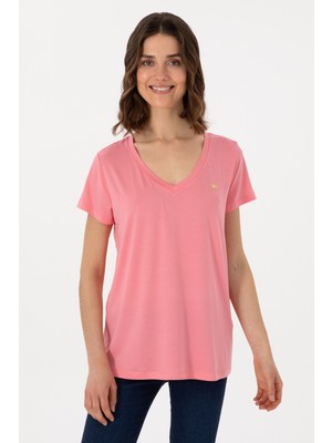 U.S. Polo Assn. Kadın Pembe Basic Tişört 50300829-VR041