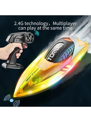 Zigver Yeni Uzaktan Kumandalı Tekne 2.4g Uzaktan Kumandalı Yüksek-Hız Teknesi LED Işık Tekne Şarj Edilebilir Çocuk Oyuncağı Hediye S