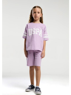 U.S. Polo Assn.  Kız Çocuk Mor Bermuda Takım