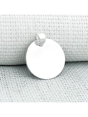 Yuvarlak Düz Parlak 925 Ayar Küçük Boy Gümüş Kolye Ucu