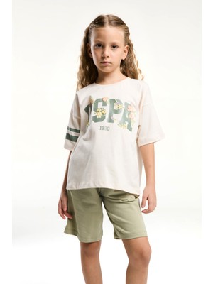 U.s. Polo Assn. Kız Çocuk Krem Bermuda Takım