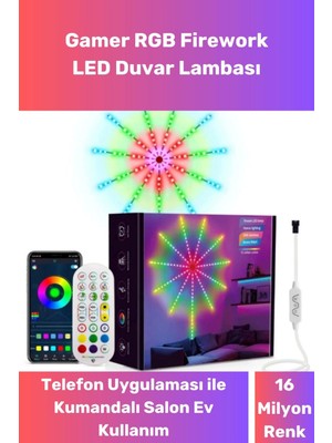 LED Duvar Lambası Telefon Uygulama Kumanda Akıllı Aydınlatma Salon Ev Yatak Odası Gamer Rgb Firework