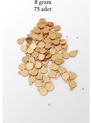 Royaleks Oya Abiye Bileklik Kolye Pleksi Metalik Plastik Pul Altın Renk 8 Gram 75 Adet - BNC493