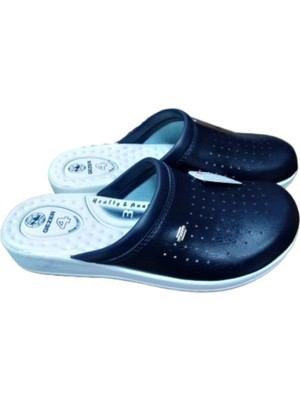 Gezer Unisex Ortopedik Lacivert Sabo Doktor Hemşire Iş Terliği Düz Taban Konforlu Kullanım