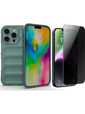 Vendas iPhone 16 Pro Kılıf Esnek TPU Oyuklu Arka Yüzey Tasarımlı Zore Etnik Silikon Kapak + Hayalet Ekran Koruyucu