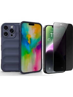 Vendas iPhone 16 Pro Kılıf Esnek TPU Oyuklu Arka Yüzey Tasarımlı Zore Etnik Silikon Kapak + Hayalet Ekran Koruyucu