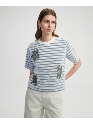 Payet Işlemeli Tül Mix Tişört IS1250070224015