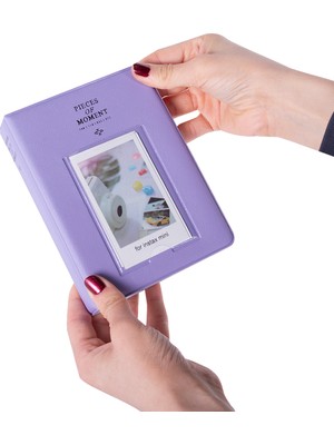 65 Fotoğraf Kapasiteli Pencereli Mor Instax Polakart Fotoğraf Albümü