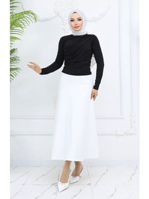 Balıkçı Yaka Düğme Detaylı Bluz 71267-04 Siyah