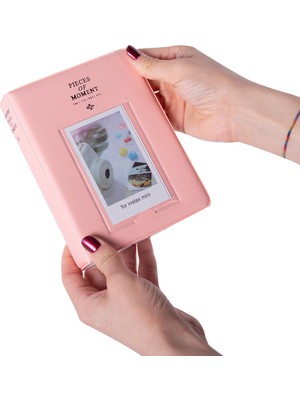 65 Fotoğraf Kapasiteli Pencereli Pembe Instax Polakart Fotoğraf Albümü